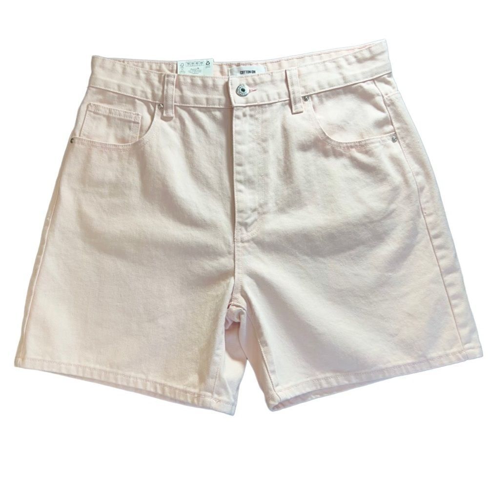 Cotton On dad jean shorts soft pink size 10